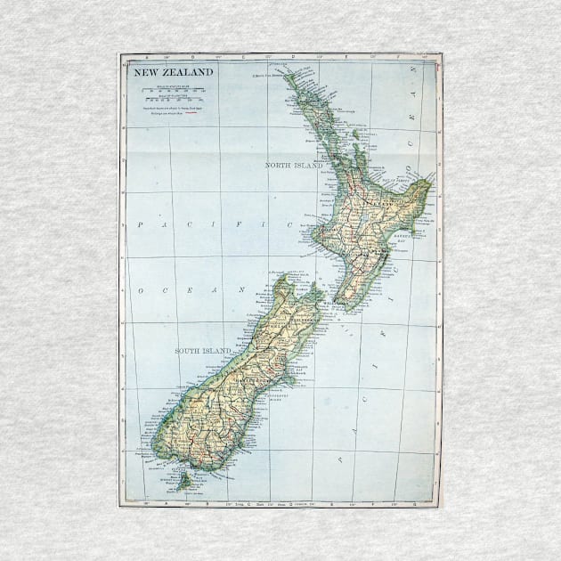 Vintage Map of New Zealand (1921) by Bravuramedia